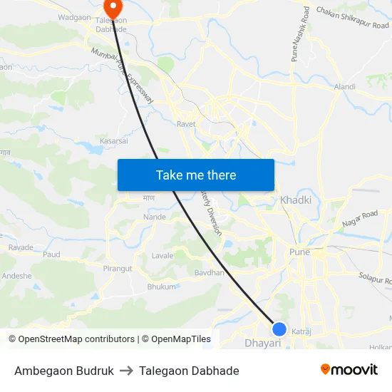 Ambegaon Budruk to Talegaon Dabhade map