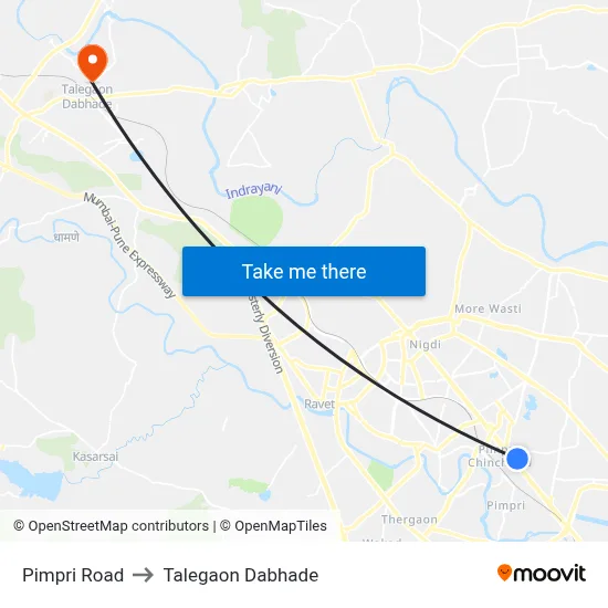 Pimpri Road to Talegaon Dabhade map