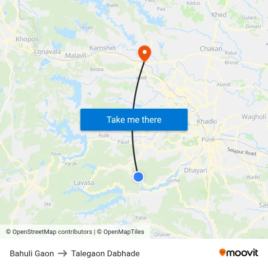 Bahuli Gaon to Talegaon Dabhade map