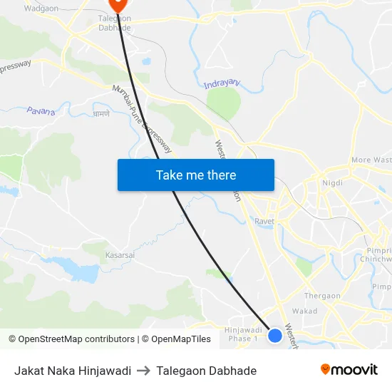 Jakat Naka Hinjawadi to Talegaon Dabhade map