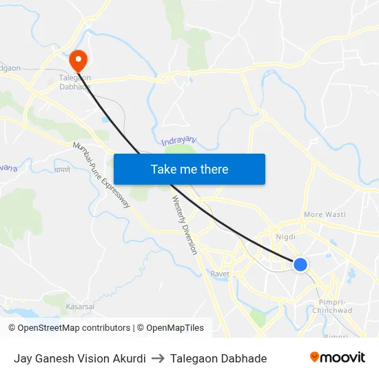 Jay Ganesh Vision Akurdi to Talegaon Dabhade map