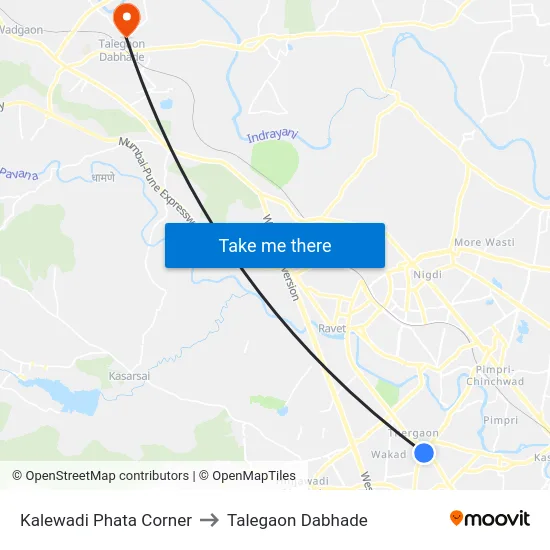 Kalewadi Phata Corner to Talegaon Dabhade map