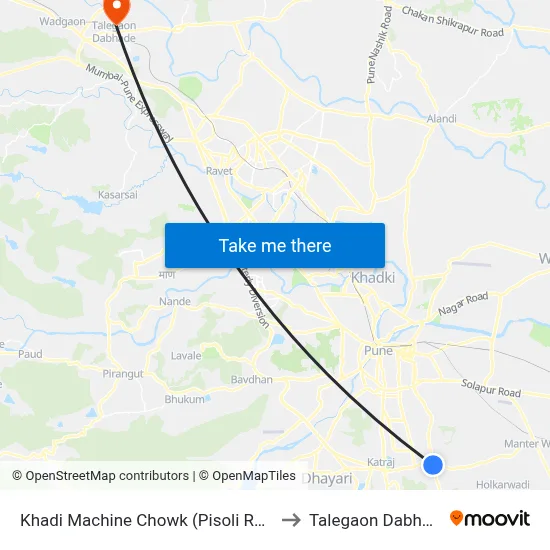 Khadi Machine Chowk (Pisoli Road) to Talegaon Dabhade map
