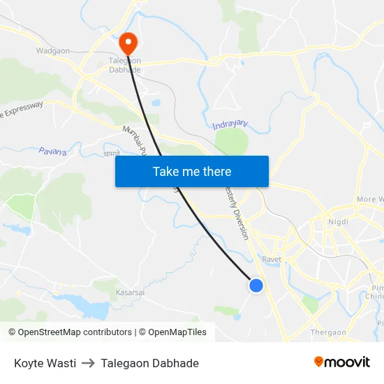 Koyte Wasti to Talegaon Dabhade map
