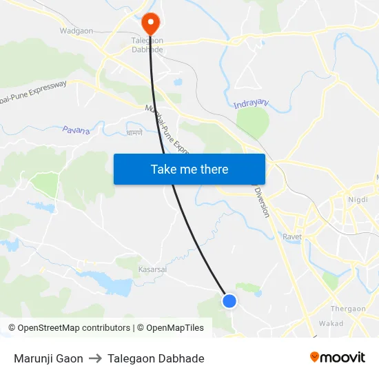 Marunji Gaon to Talegaon Dabhade map