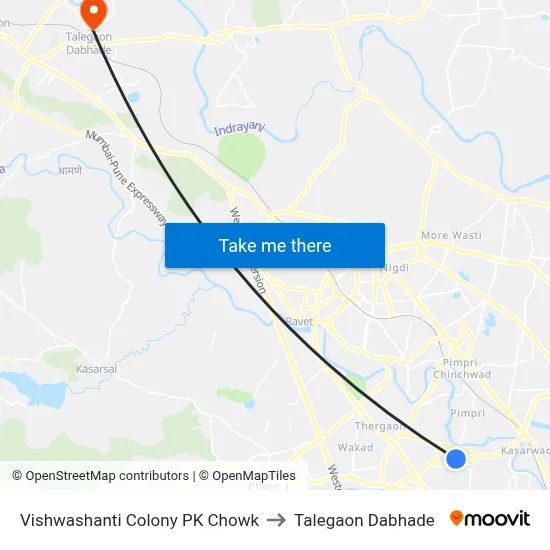 Vishwashanti Colony PK Chowk to Talegaon Dabhade map