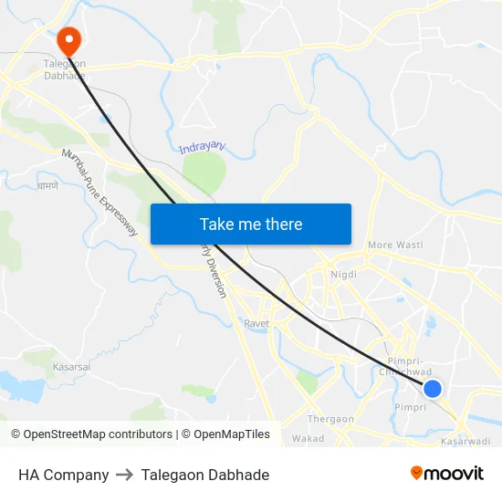 HA Company to Talegaon Dabhade map