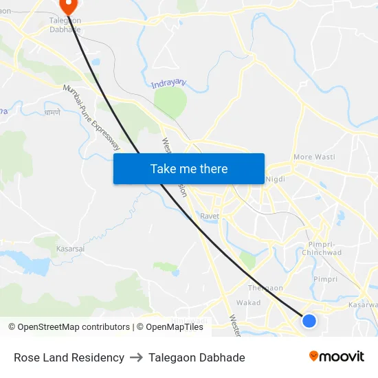 Rose Land Residency to Talegaon Dabhade map