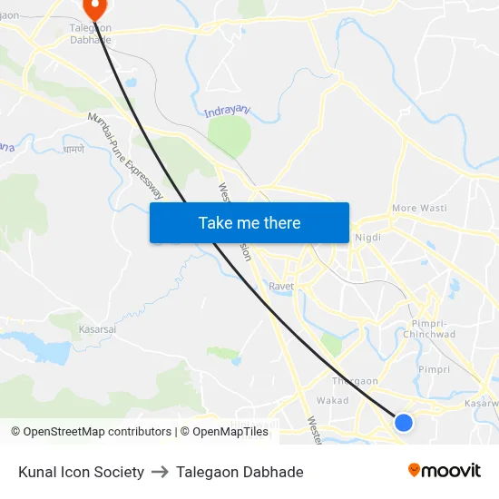 Kunal Icon Society to Talegaon Dabhade map