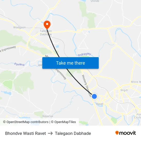 Bhondve Wasti Ravet to Talegaon Dabhade map