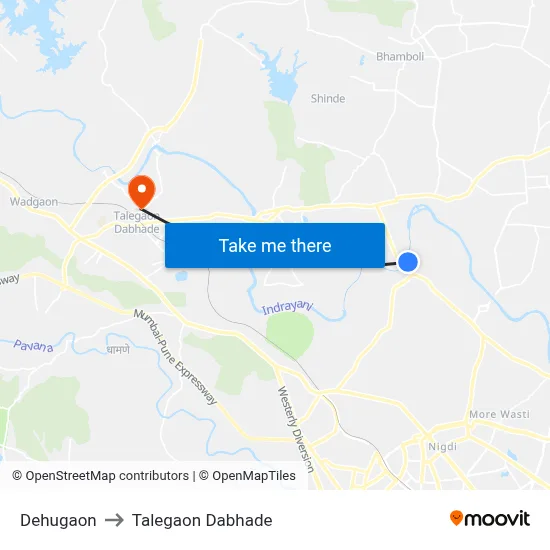 Dehugaon to Talegaon Dabhade map