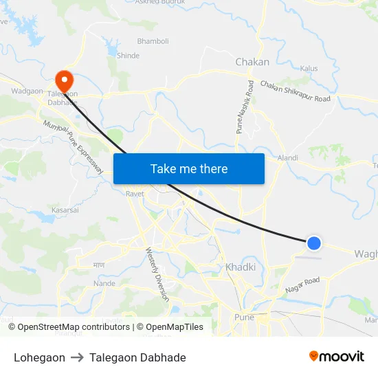 Lohegaon to Talegaon Dabhade map
