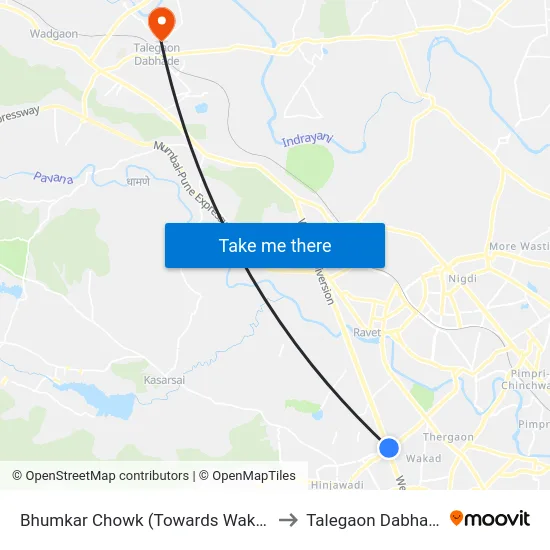 Bhumkar Chowk (Towards Wakad) to Talegaon Dabhade map