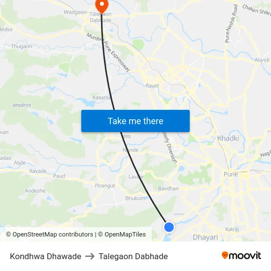 Kondhwa Dhawade to Talegaon Dabhade map