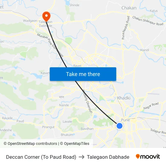 Deccan Corner (To Paud Road) to Talegaon Dabhade map