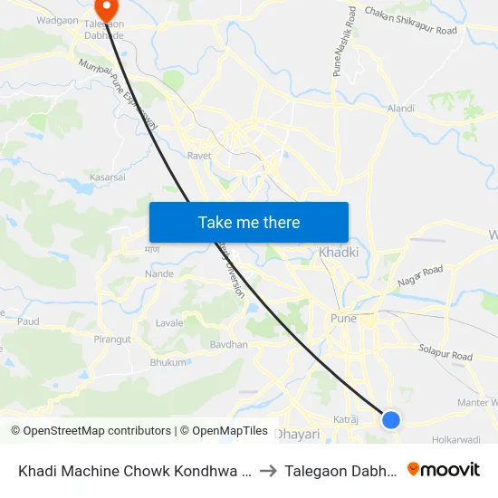 Khadi Machine Chowk Kondhwa Road to Talegaon Dabhade map