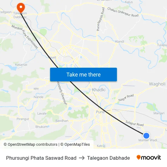Phursungi Phata Saswad Road to Talegaon Dabhade map