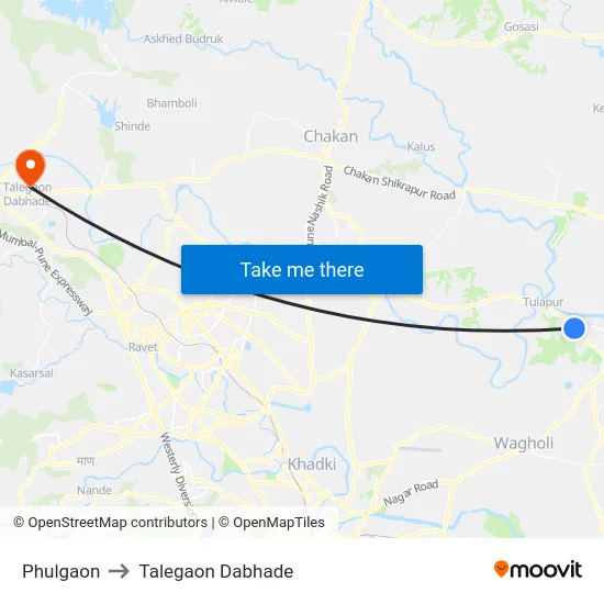 Phulgaon to Talegaon Dabhade map