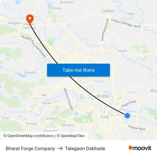 Bharat Forge Company to Talegaon Dabhade map