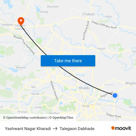 Yashwant Nagar Kharadi to Talegaon Dabhade map