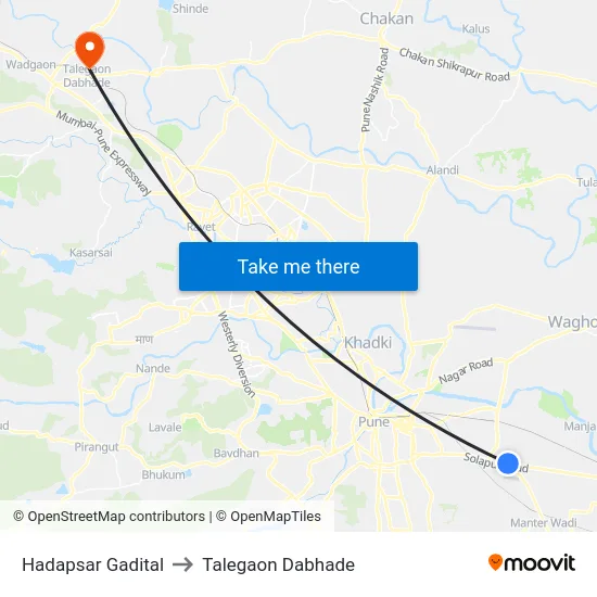 Hadapsar Gadital to Talegaon Dabhade map