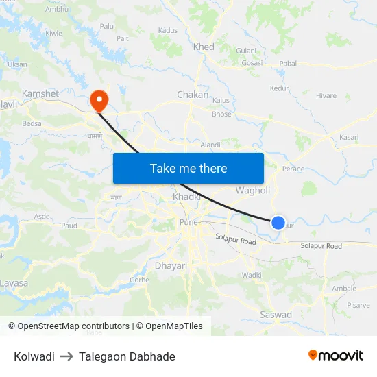 Kolwadi to Talegaon Dabhade map
