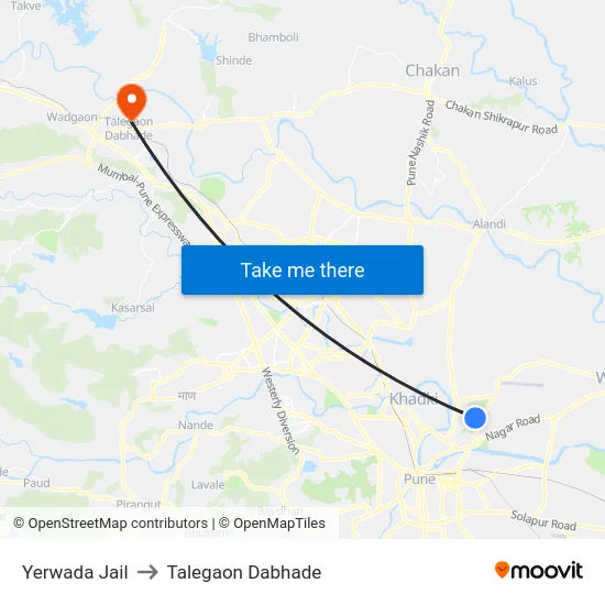 Yerwada Jail to Talegaon Dabhade map