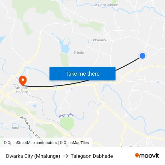 Dwarka City (Mhalunge) to Talegaon Dabhade map