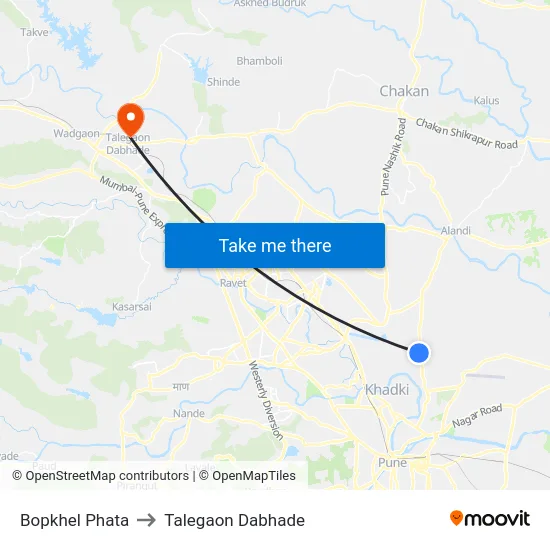 Bopkhel Phata to Talegaon Dabhade map