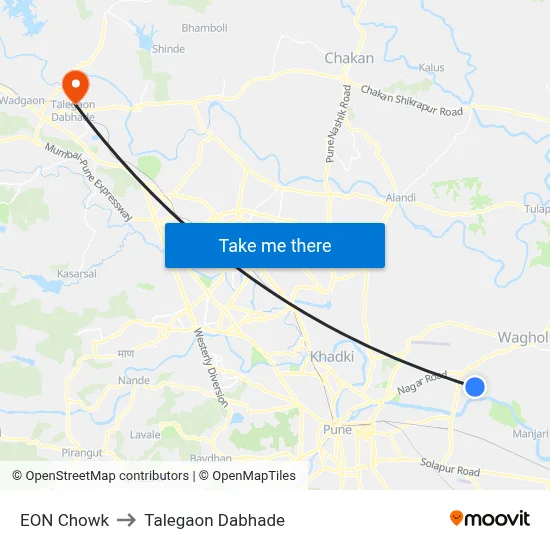 EON Chowk to Talegaon Dabhade map