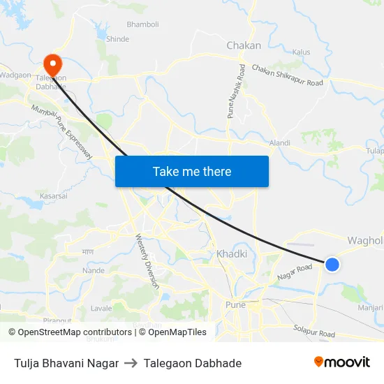 Tulja Bhavani Nagar to Talegaon Dabhade map