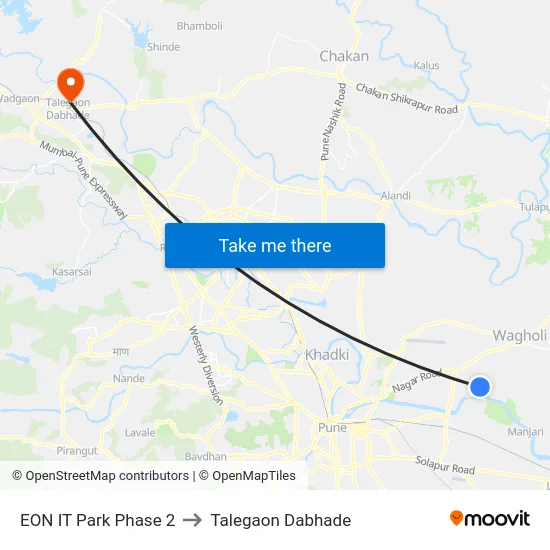 EON IT Park Phase 2 to Talegaon Dabhade map
