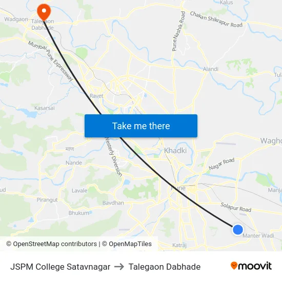 JSPM College Satavnagar to Talegaon Dabhade map