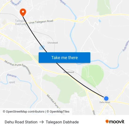 Dehu Road Station to Talegaon Dabhade map