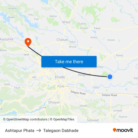 Ashtapur Phata to Talegaon Dabhade map