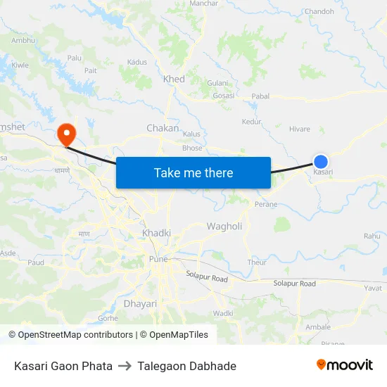 Kasari Gaon Phata to Talegaon Dabhade map