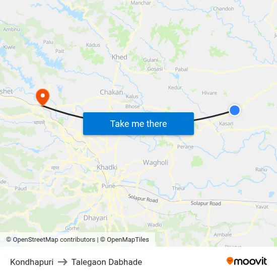 Kondhapuri to Talegaon Dabhade map