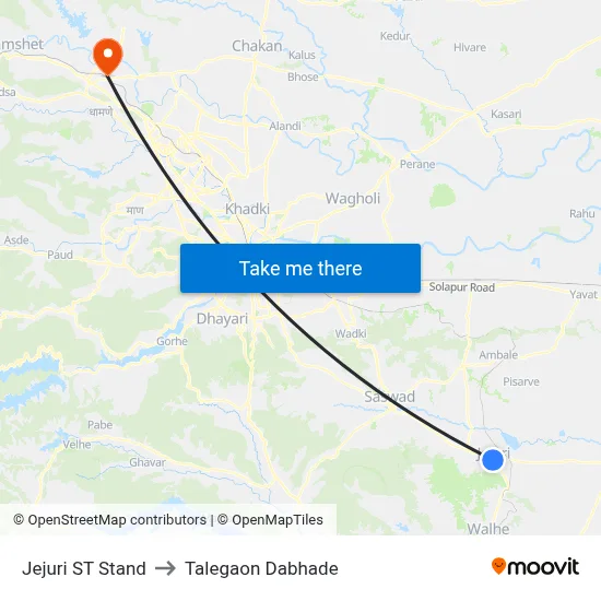 Jejuri ST Stand to Talegaon Dabhade map