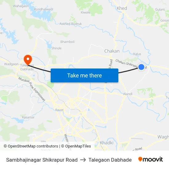 Sambhajinagar Shikrapur Road to Talegaon Dabhade map