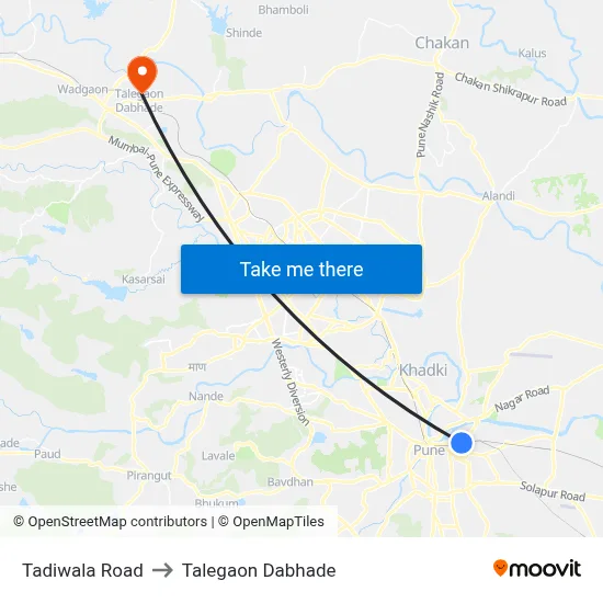 Tadiwala Road to Talegaon Dabhade map