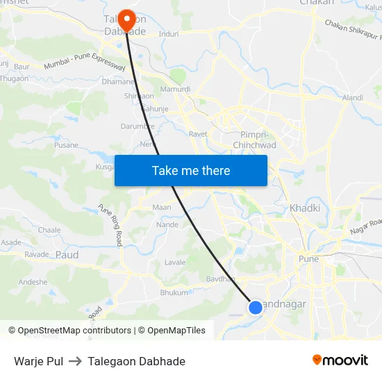 Warje Pul to Talegaon Dabhade map