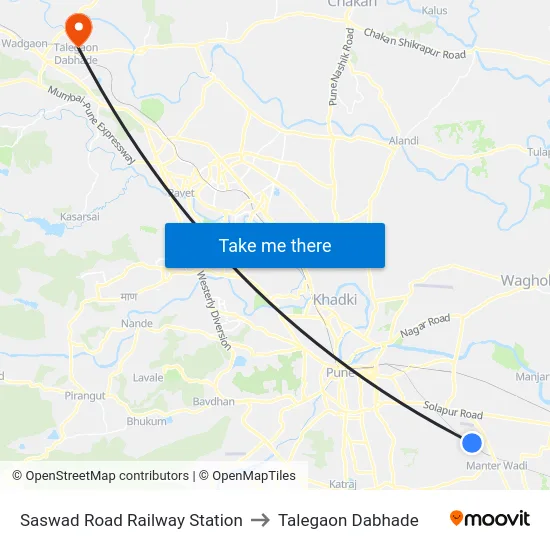 Saswad Road Railway Station to Talegaon Dabhade map