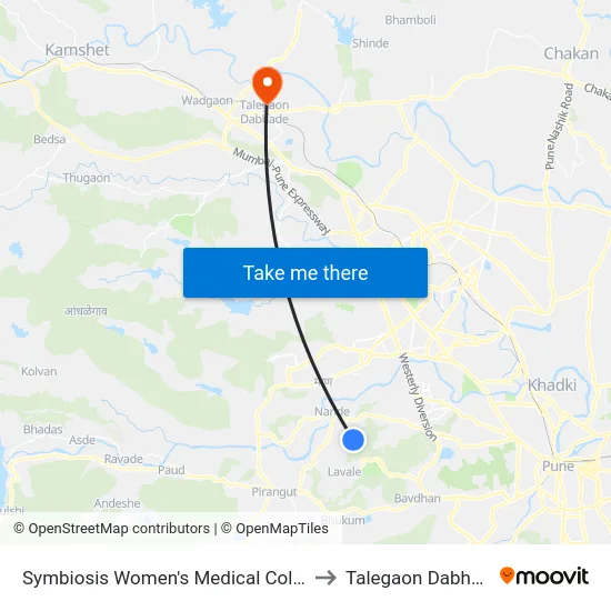 Symbiosis Women's Medical College to Talegaon Dabhade map