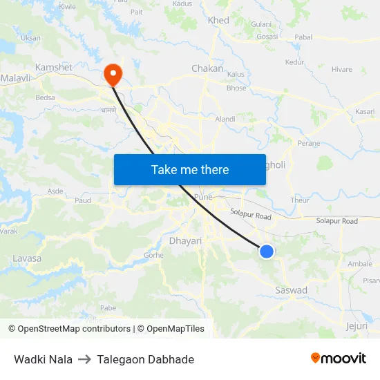 Wadki Nala to Talegaon Dabhade map