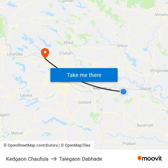 Kedgaon Chaufula to Talegaon Dabhade map