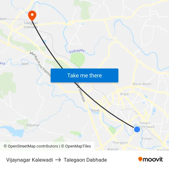 Vijaynagar Kalewadi to Talegaon Dabhade map