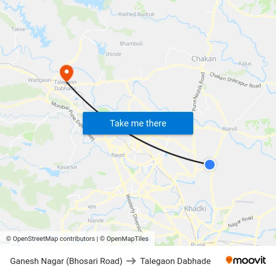 Ganesh Nagar (Bhosari Road) to Talegaon Dabhade map