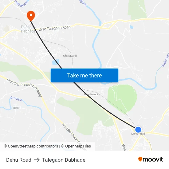 Dehu Road to Talegaon Dabhade map