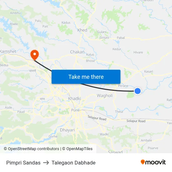 Pimpri Sandas to Talegaon Dabhade map