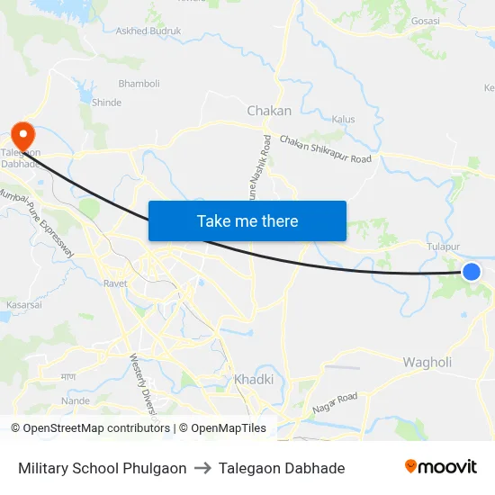 Military School Phulgaon to Talegaon Dabhade map